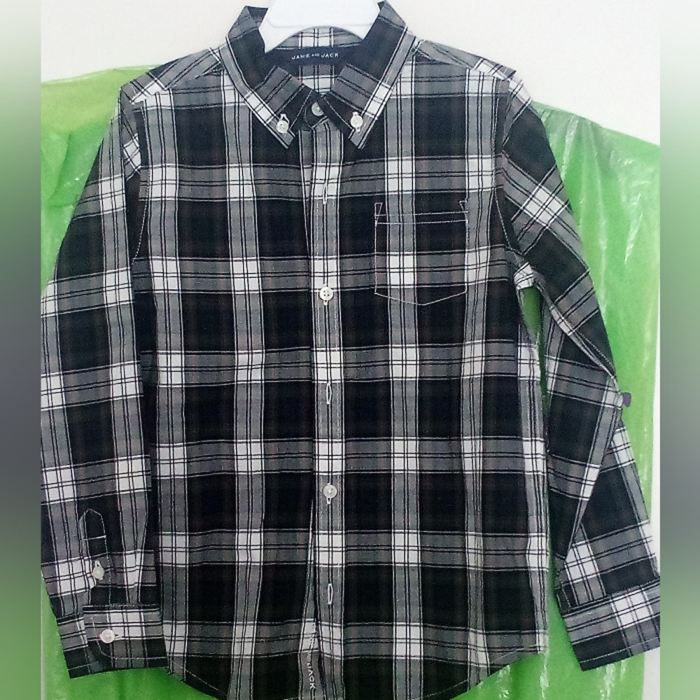 Boys Black Plaid Shirt